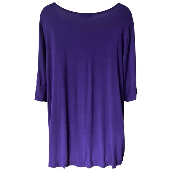 Molly & Isadora Purple Strappy Modal Rayon Short Sleeves Stretch Top Sz 2X - Picture 5 of 9